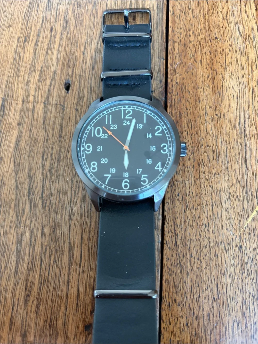 Men's Black Field Watch with Black Strap